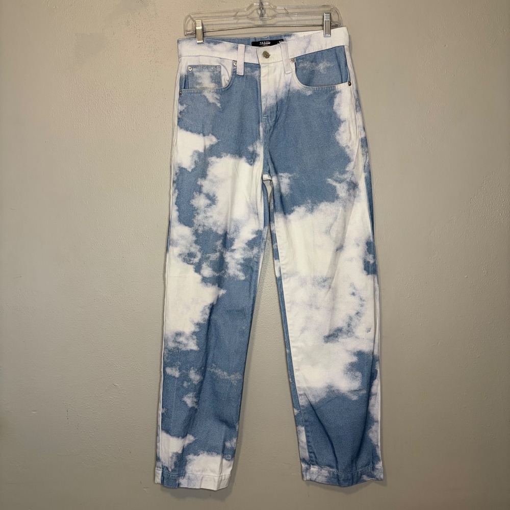 Jaded London Skate Cloud Print Jeans Blue White Denim W28 L30 Y2K Baggy Skater